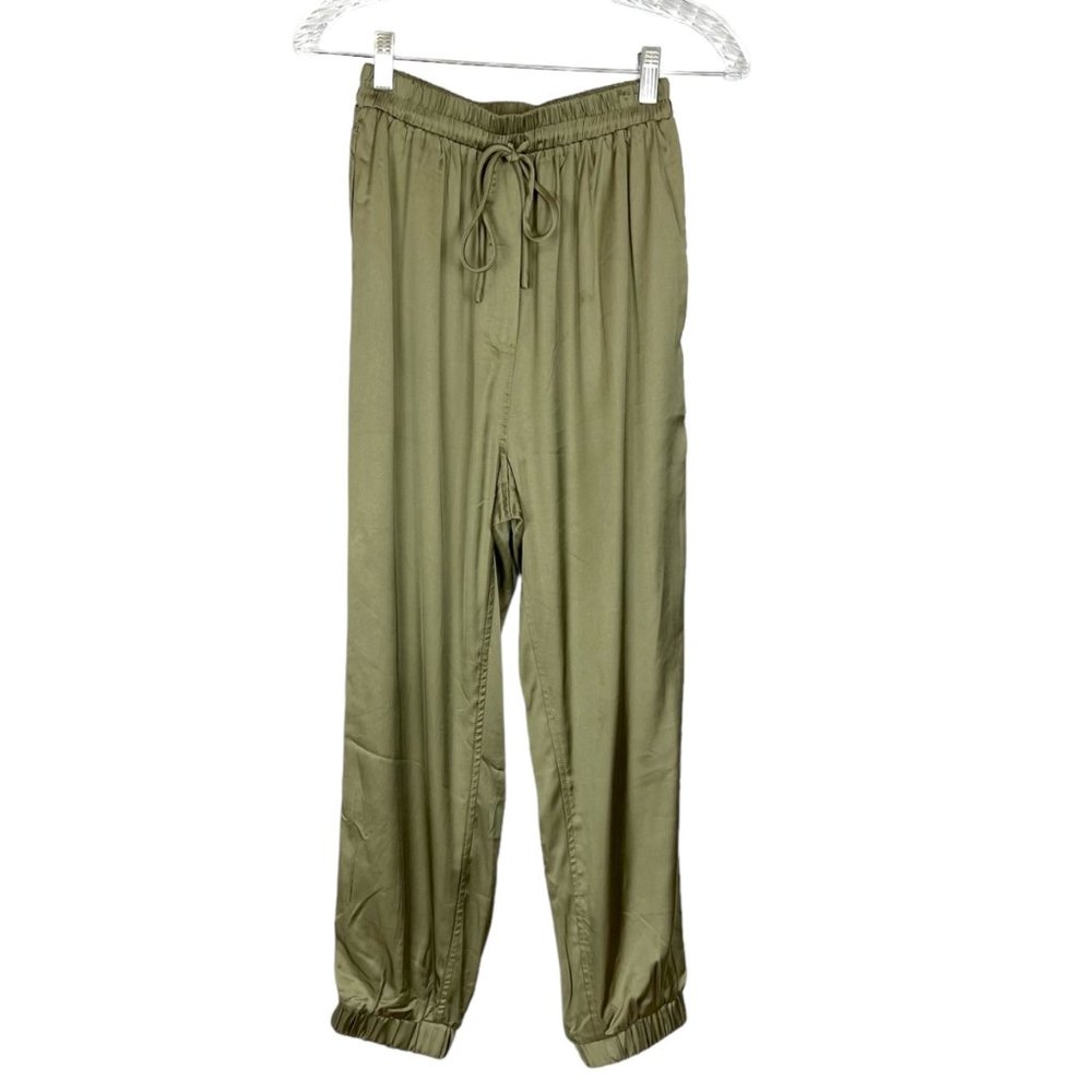 Talulah Womens Sage Green Joggers Satiny Elastic Waist Casual Pants size Medium